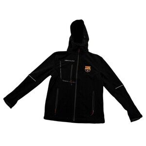 Rogers Unisex FC Barcelona Softshell Rain Snow  Black Coat Jacket Hooded Medium